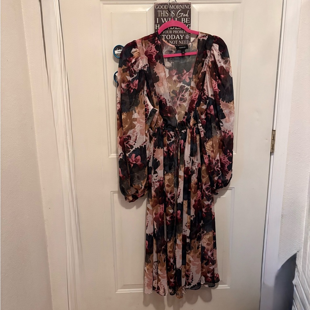 Torrid Multicolor Floral Long Sleeve Dress